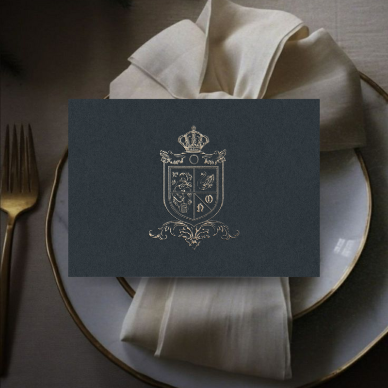 Wedding Logo Crest Design by Miriam Escudero Studio