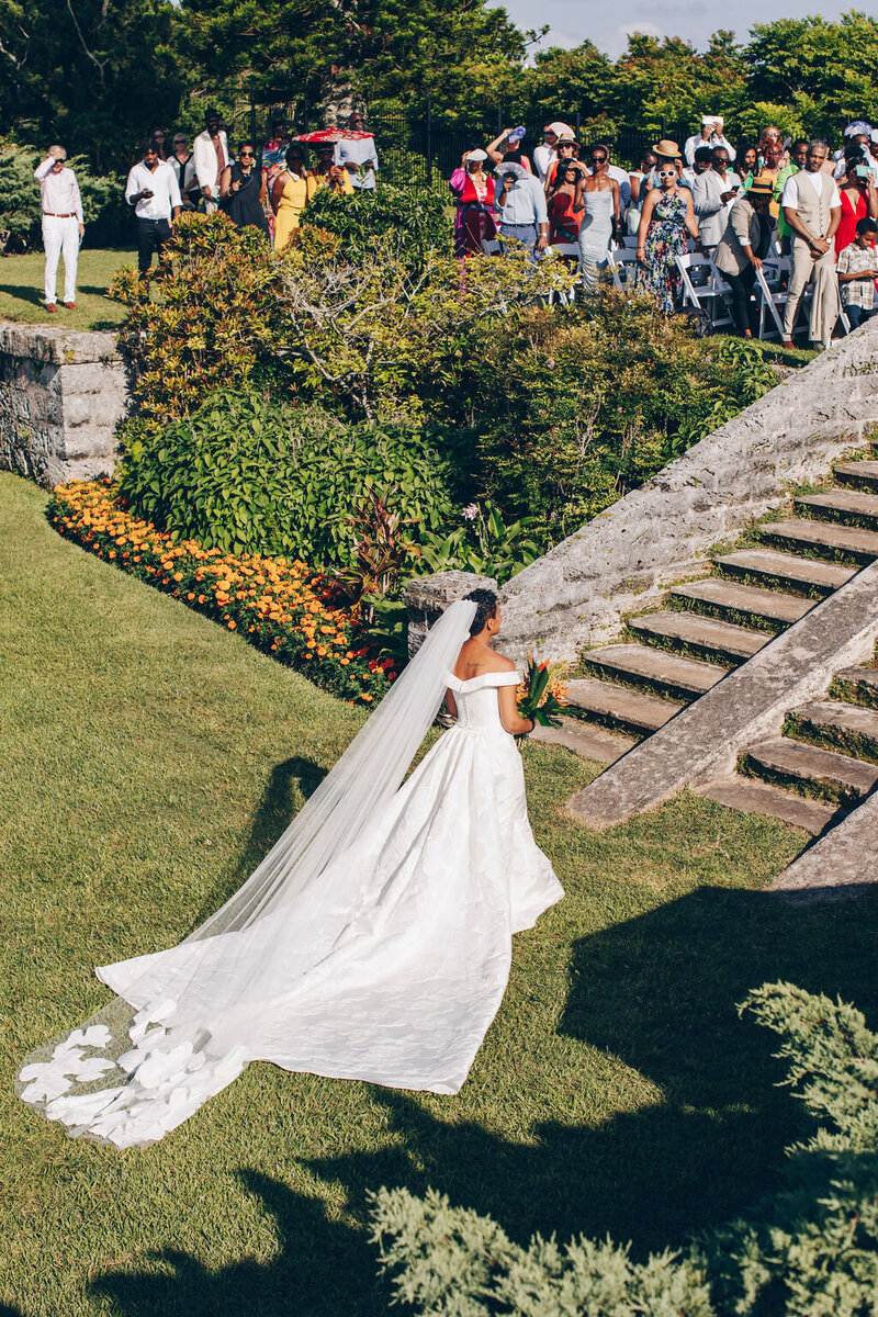 Bride walking down the aisle