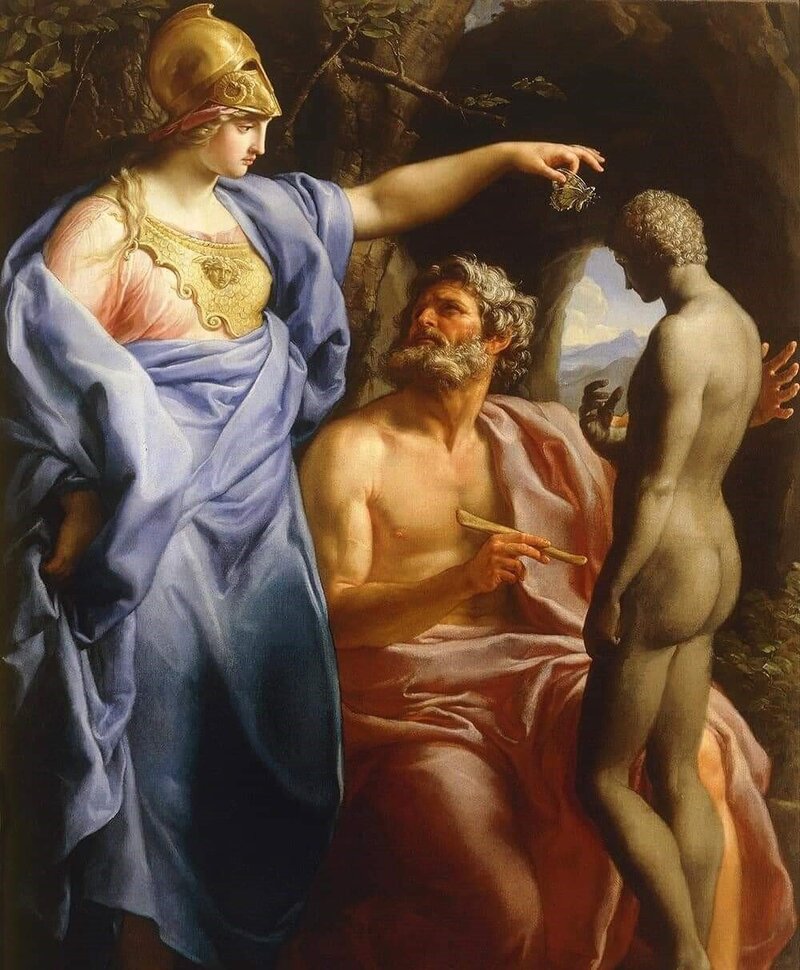 Prometheus Fashioning Man Before Minerva by Pompeo Batoni