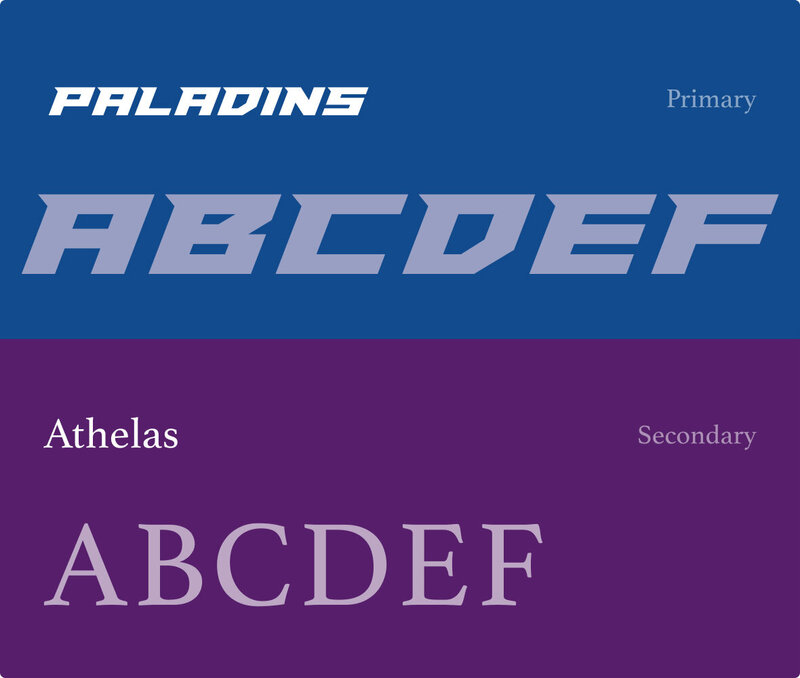 Two fonts, Paladins and Athelas, shown as the primary and secondary font pairings.