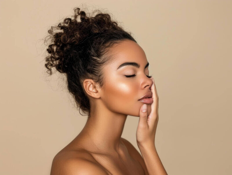 Model with clear skin