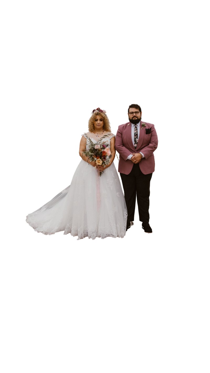grungy couple at the alter