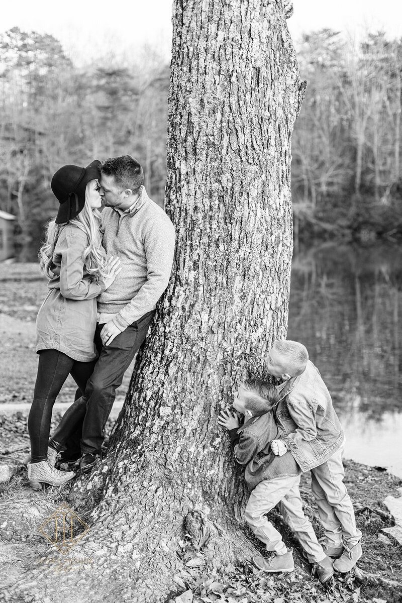 Bride and groom walk up memorial steps at their DC wedding