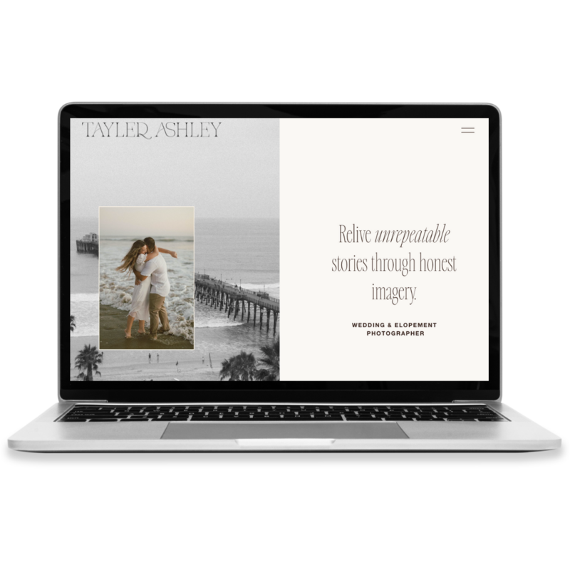 Tayler Ashley Photography Website on laptop - Woven Copy Studio
