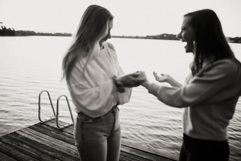 Woman who just got engaged showing her friend her ring
