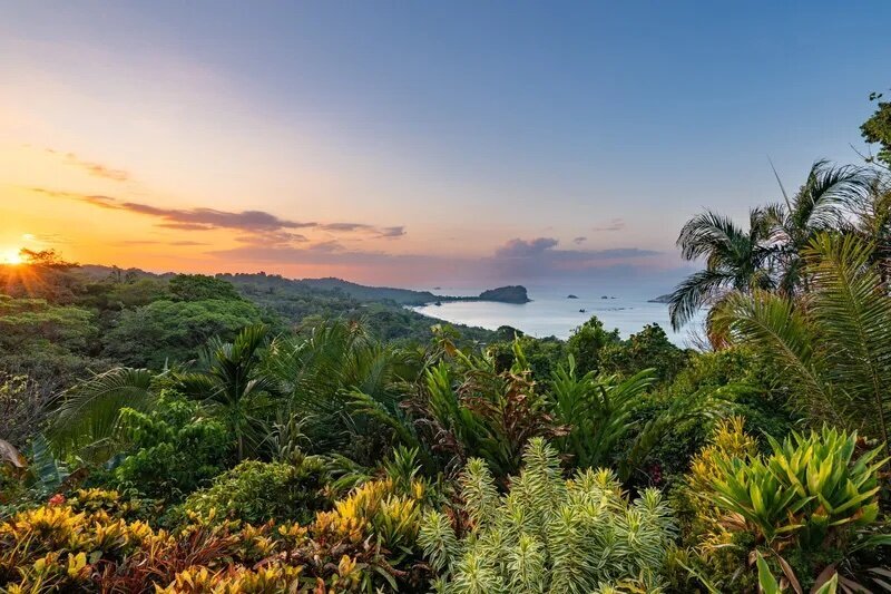 an aerial shot of the Costa Rica coastline  