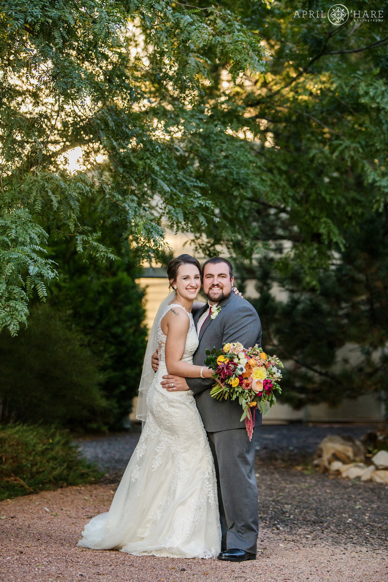 Pretty Sunset Light coming through Trees in a Wedding photo at Church Ranch Event Center
