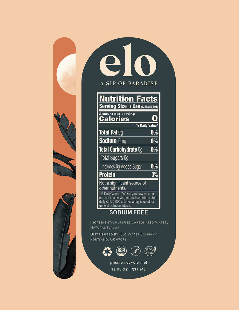 Back Label designed for Elo Sparkling Water