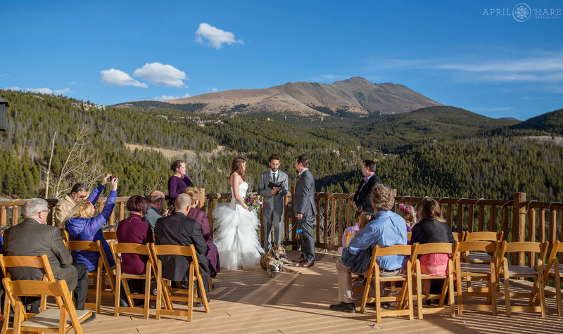 Intimate wedding on the Skyview Deck at The Lodge at Breckenridge in Colorado