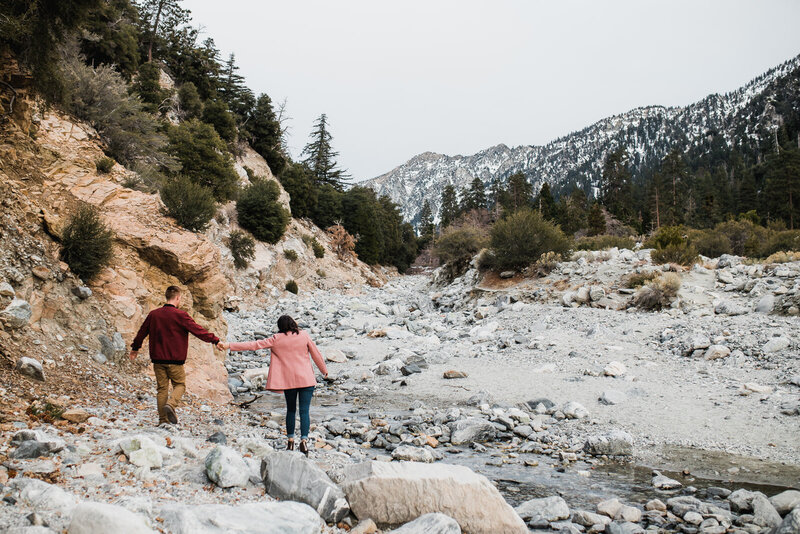 couple in mountains walking
