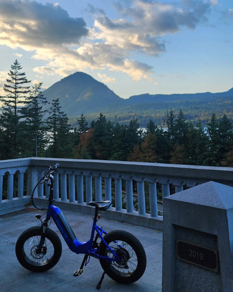 Take in breathtaking views of hills and skies from scenic lookouts along the bike trail at Viento State Park with The Gorge E-Bike Adventure Rentals