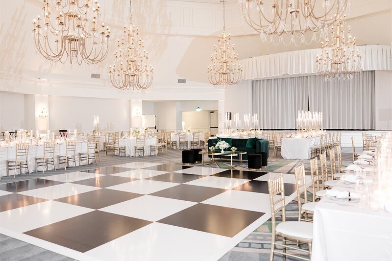 Luxury wedding reception venue at Hotel del Coronado, designed by Thater Made, a luxury wedding and event producer in San Diego, CA.