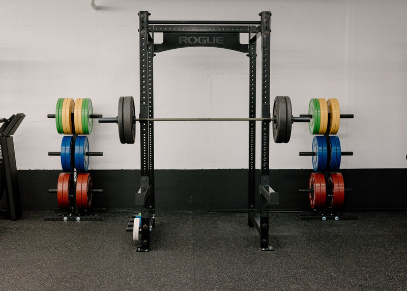 woman holding dumbbell and squatting