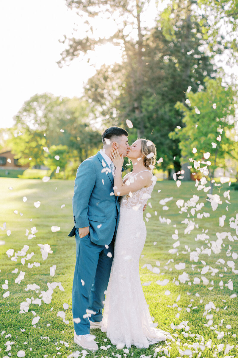 Bride and groom Camrose Hill Flower Farm