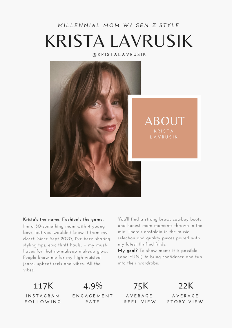 cover of influencer krista lavrusik media kit