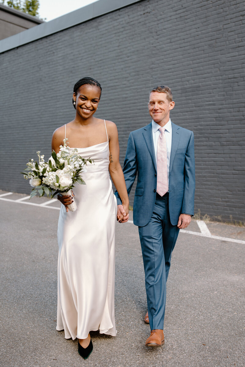 Candid and straightforward portrait of the bride and groom. 