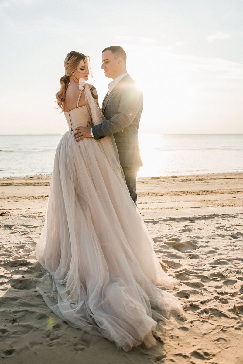 San Diego wedding  bride and groom on the beach