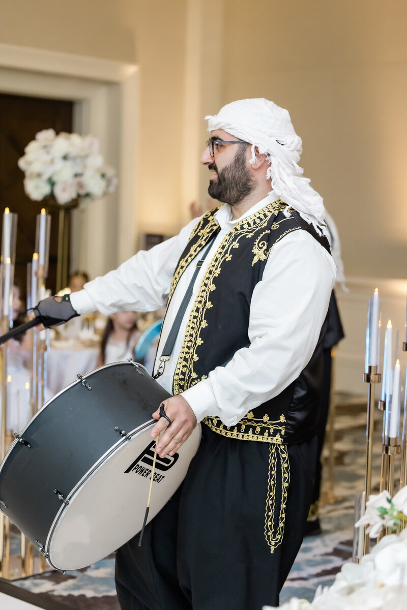 Drummer at wedding reception at the four seasons Orlando by Florida wedding photographer.