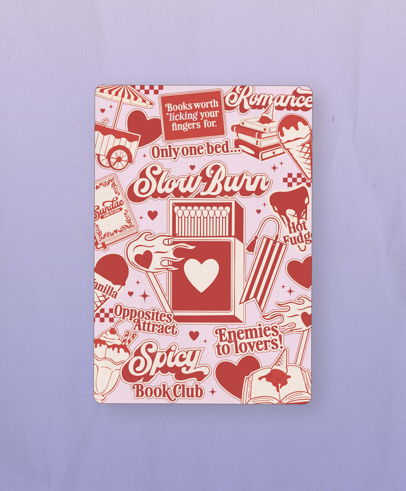 A pink and red graphic for a kindle insert print out.