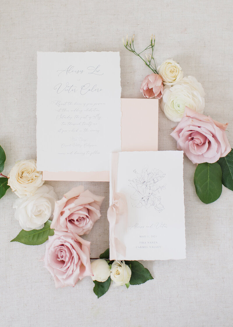 chateau invitation suite with flowers