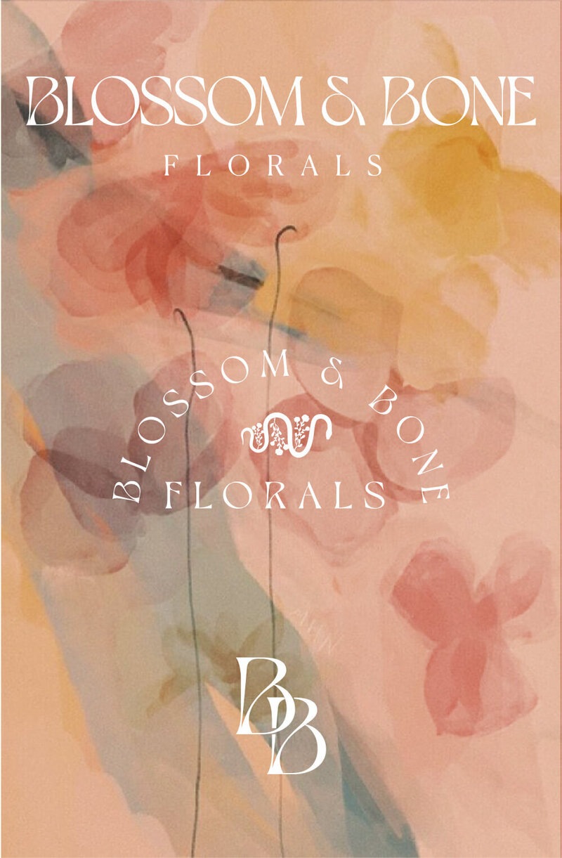 Flatlay of full brand identity system for florist brand designed by Praia