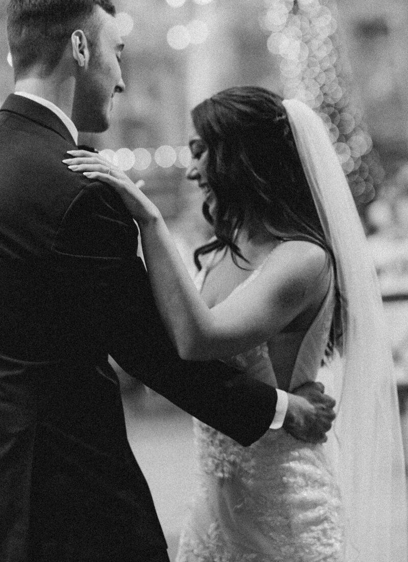The newlyweds share their first dance, creating a cherished moment at a wedding in San Francisco
