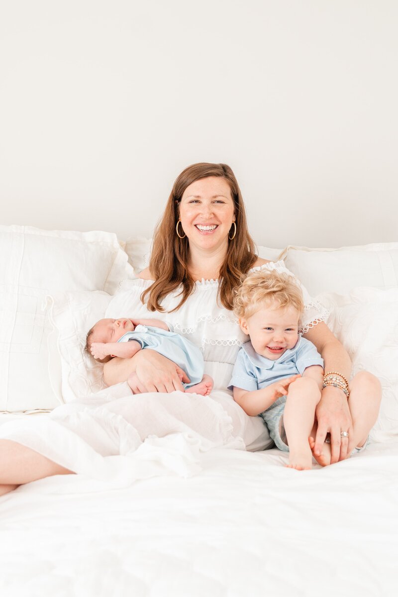 Flash photography newborn session in white room