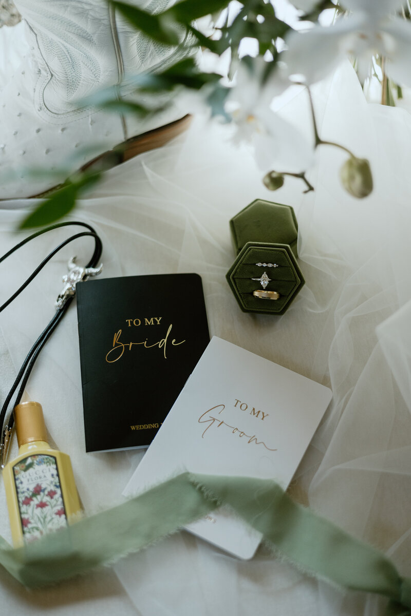 Personalized vow books with rustic details, perfect for a Colorado elopement