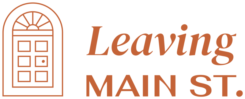 Leaving Main St. Logo with Door Illustration