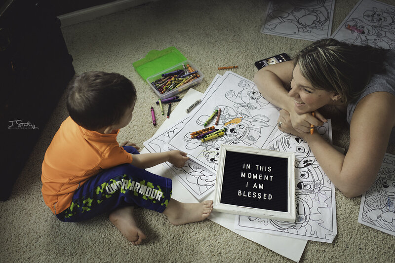 Mother and son coloring