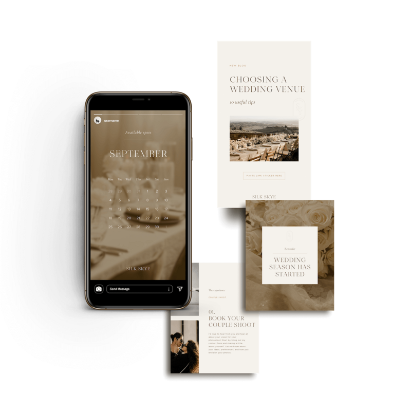 Elegant instagram templates for wedding photographer