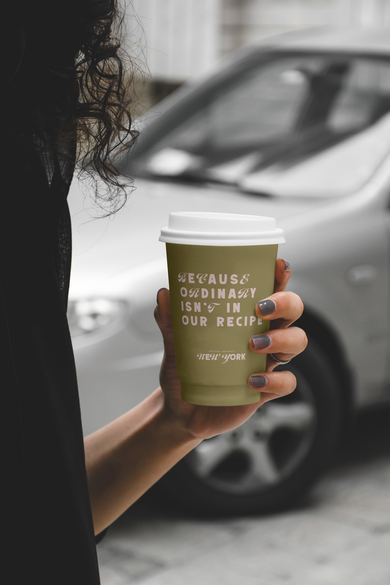 NY Woman Holding Cafe Cup Mockup kopie