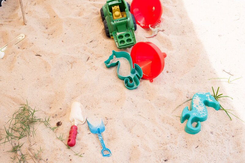 A closeup of the sand pit at the Nest, a preschool located in the heart of Surf City, a coastal beach town in North Carolina
