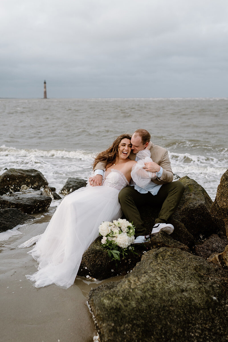 newlyweds on folly beach