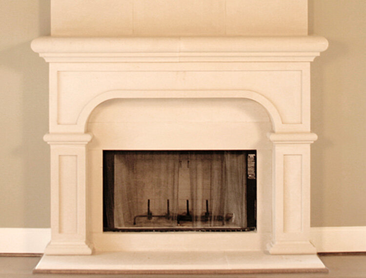 traditional cast stone fireplace surround