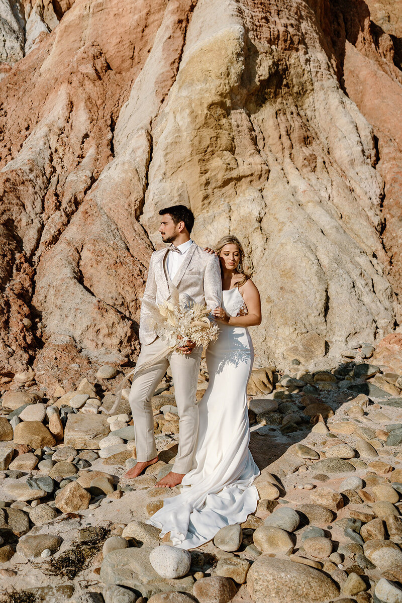 wedding couple by aquinnah cliffs