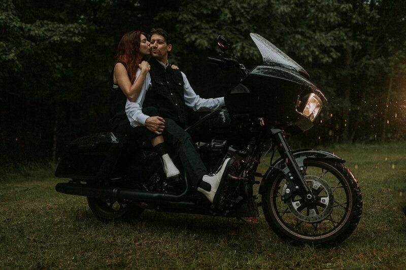 32_Eagle_River_Wisconsin_Lake_Cabin_Rainy_Engagement_Photos_Motorcycles_Harley_Davidson_James_ Stokes_Photograhy_WI.24