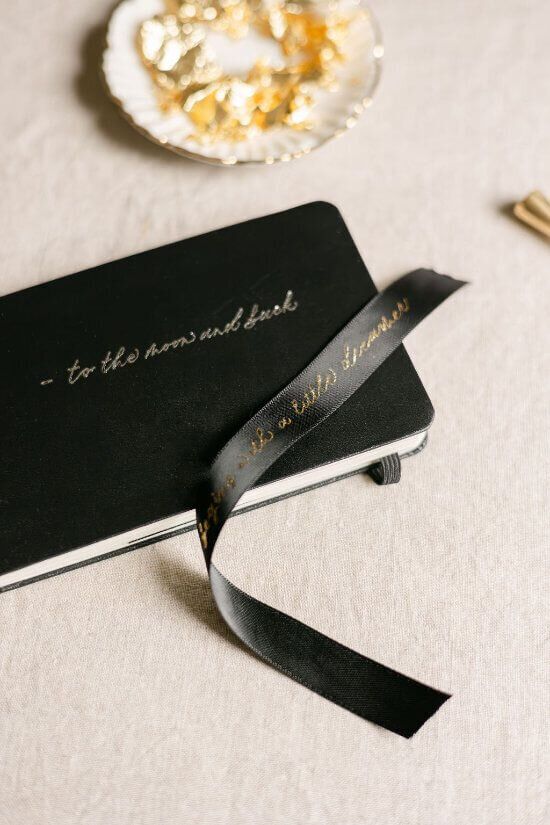 hot foiling on ribbon and note book