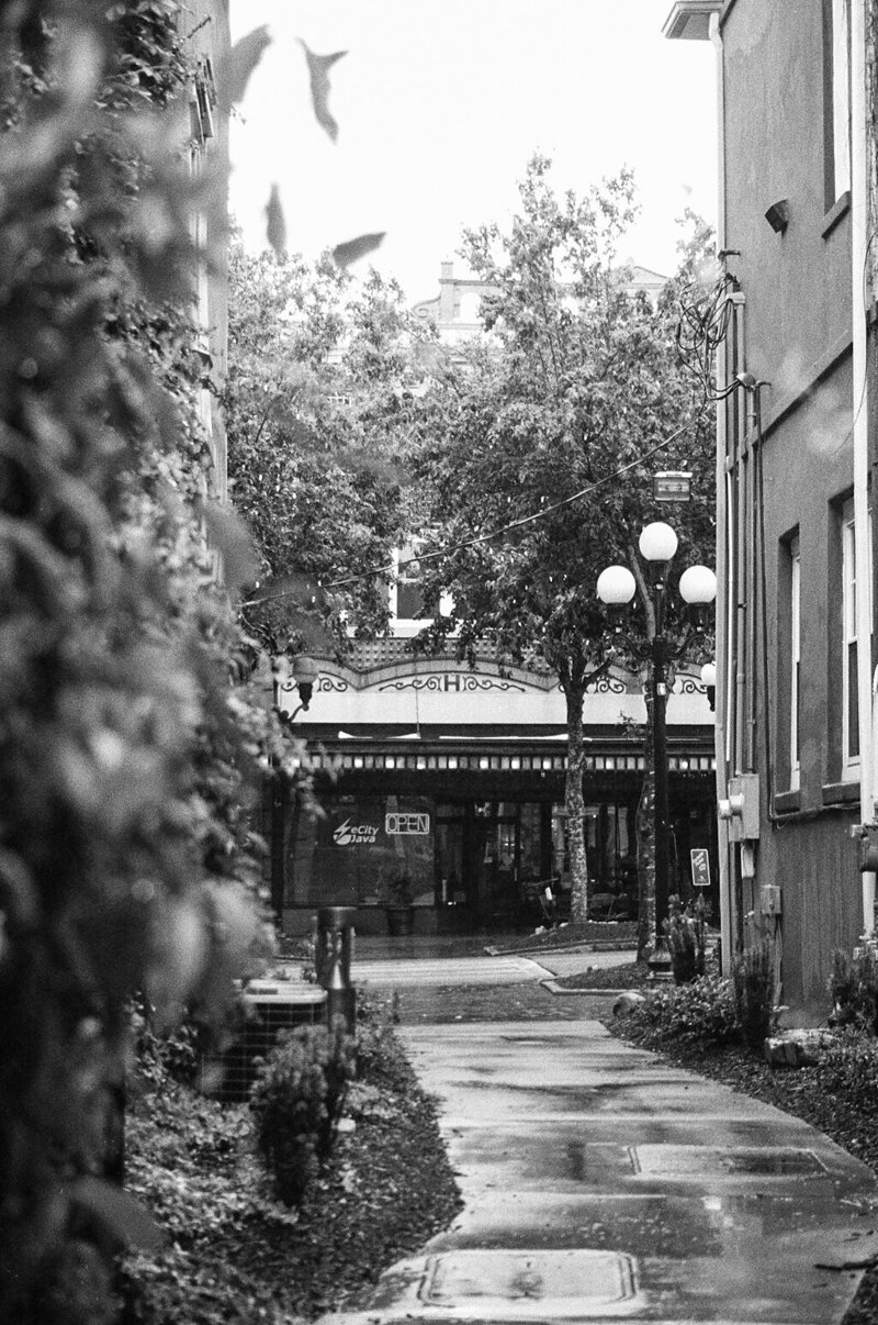 Downtown scene on film
