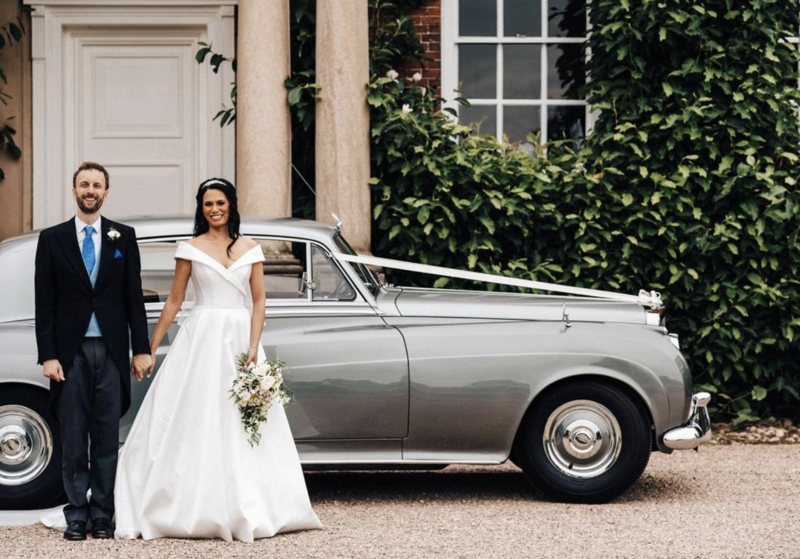 Wedding car in front of Iscoyd Park