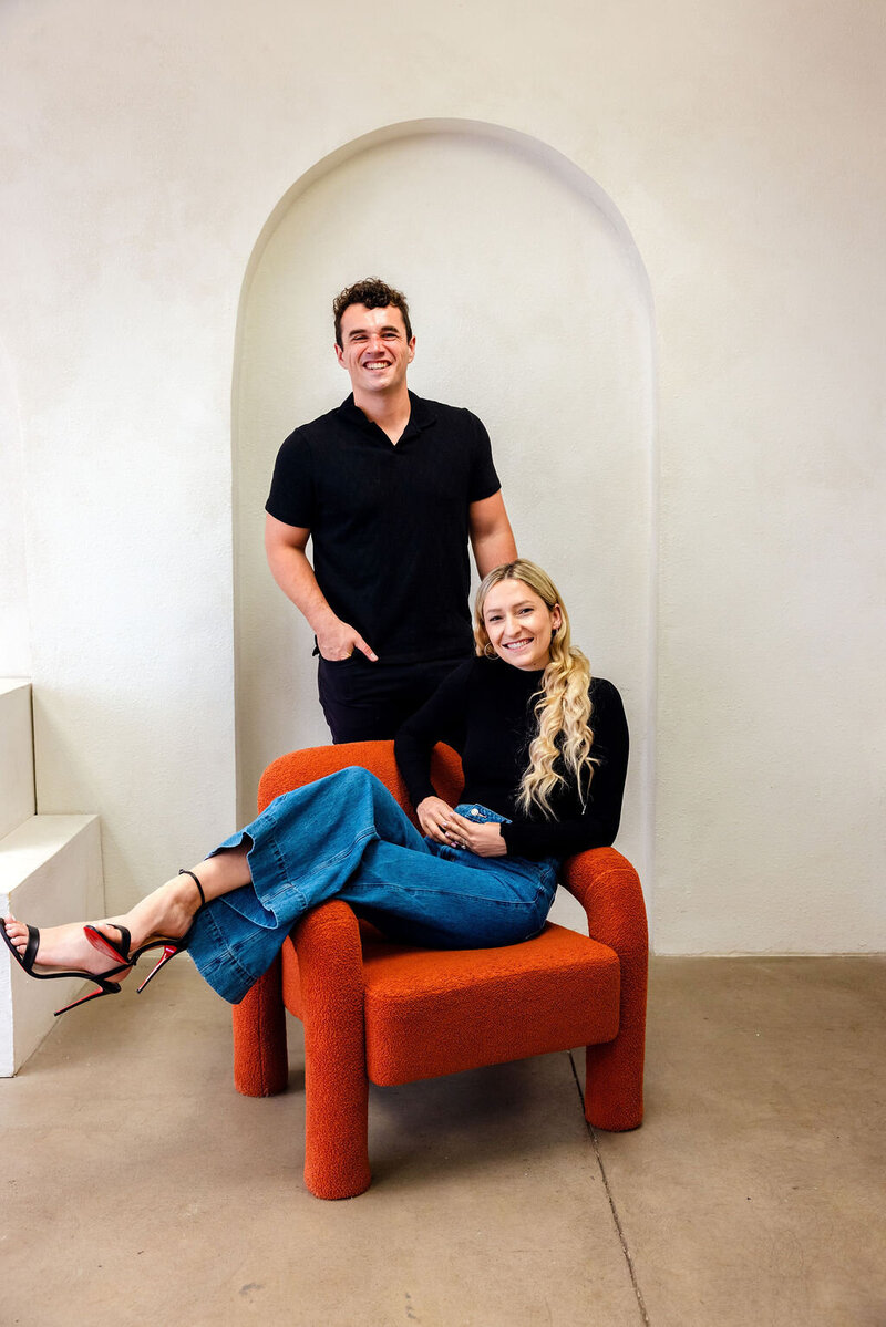 Personal trainers walking on street