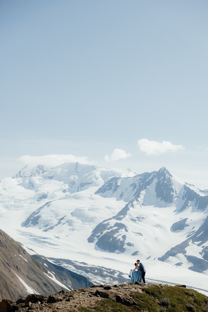 Romantic first dance in an open Alaskan tundra.