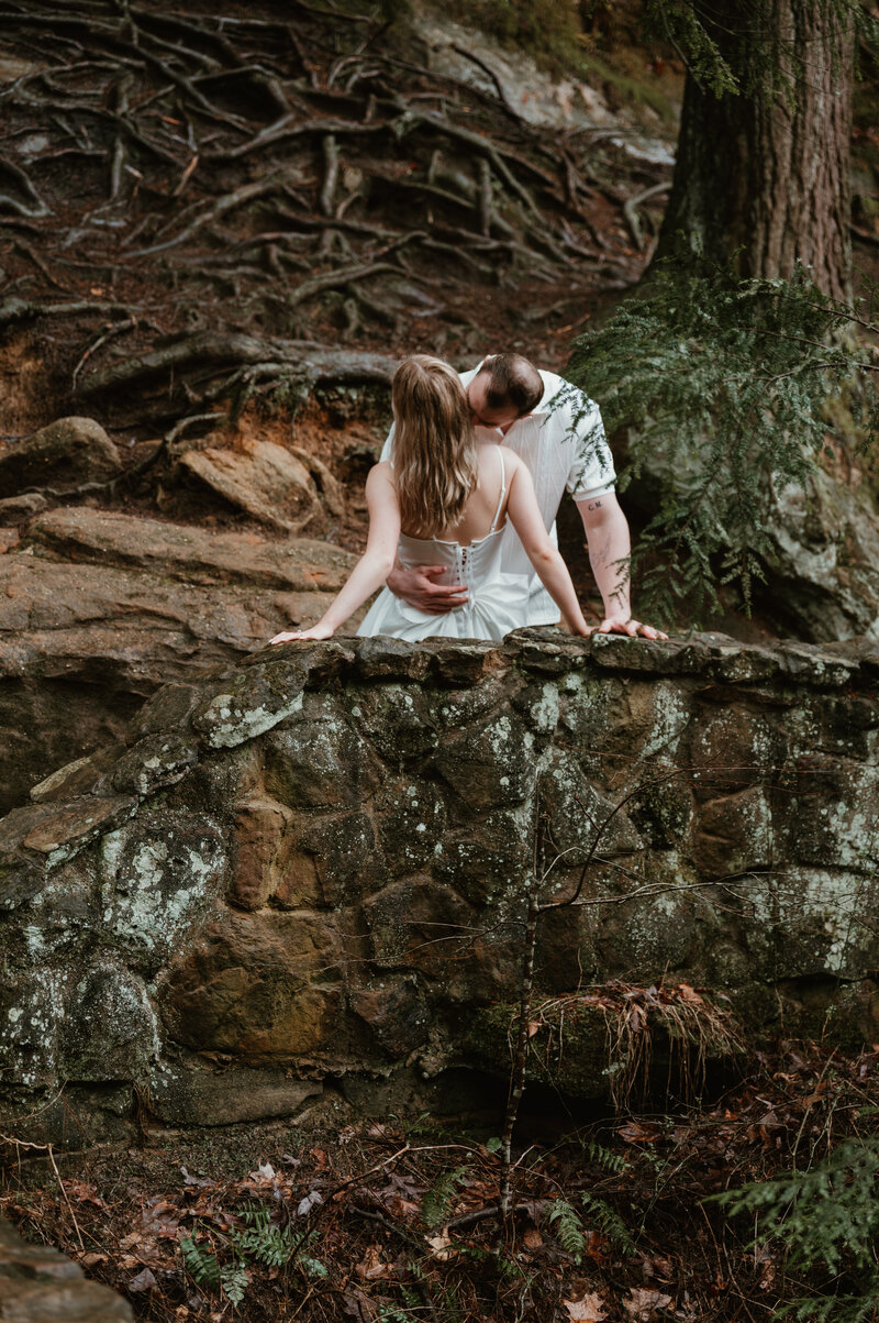 hocking hills rock bridge elopement couple
