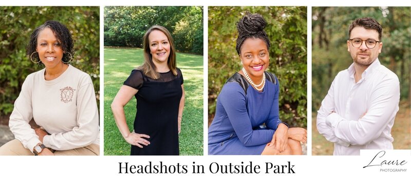 collage of professional headshots taken outside in a park in Atlanta GA by laure photography