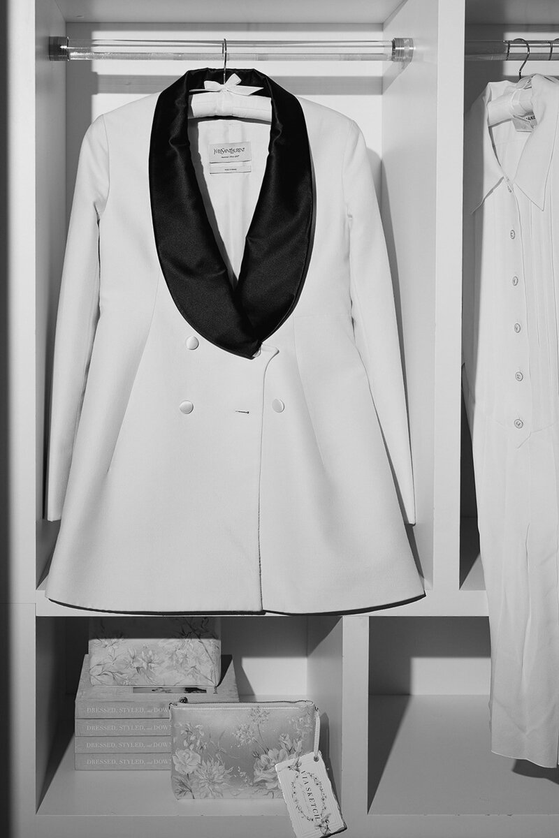 Close-up of vintage Yves Saint Laurent bridal couture photographed for Julbox editorial.