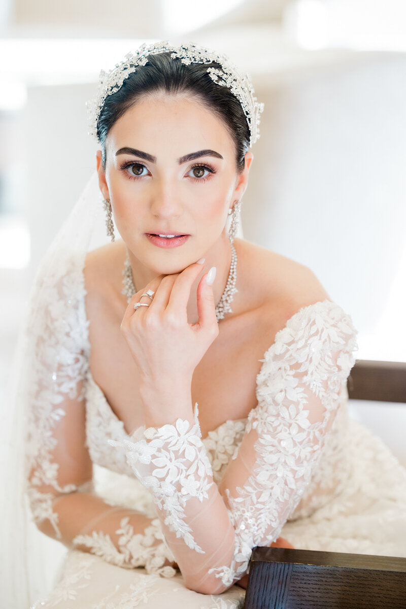 Bride portrait at a wedding at the four seasons Orlando by Florida wedding photographer.