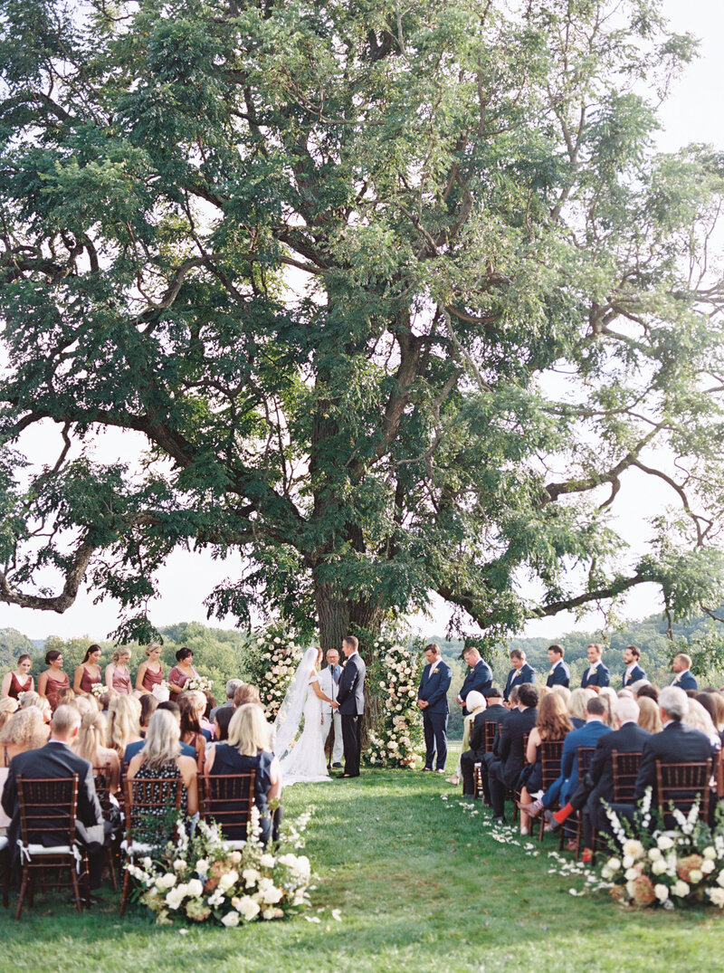 Outdoor ceremony at Radnor Hunt wedding