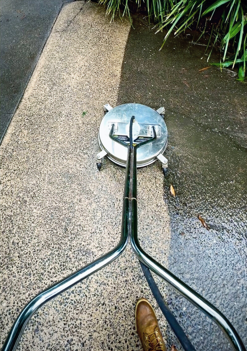 Pressure washing concrete in Brisbane. 