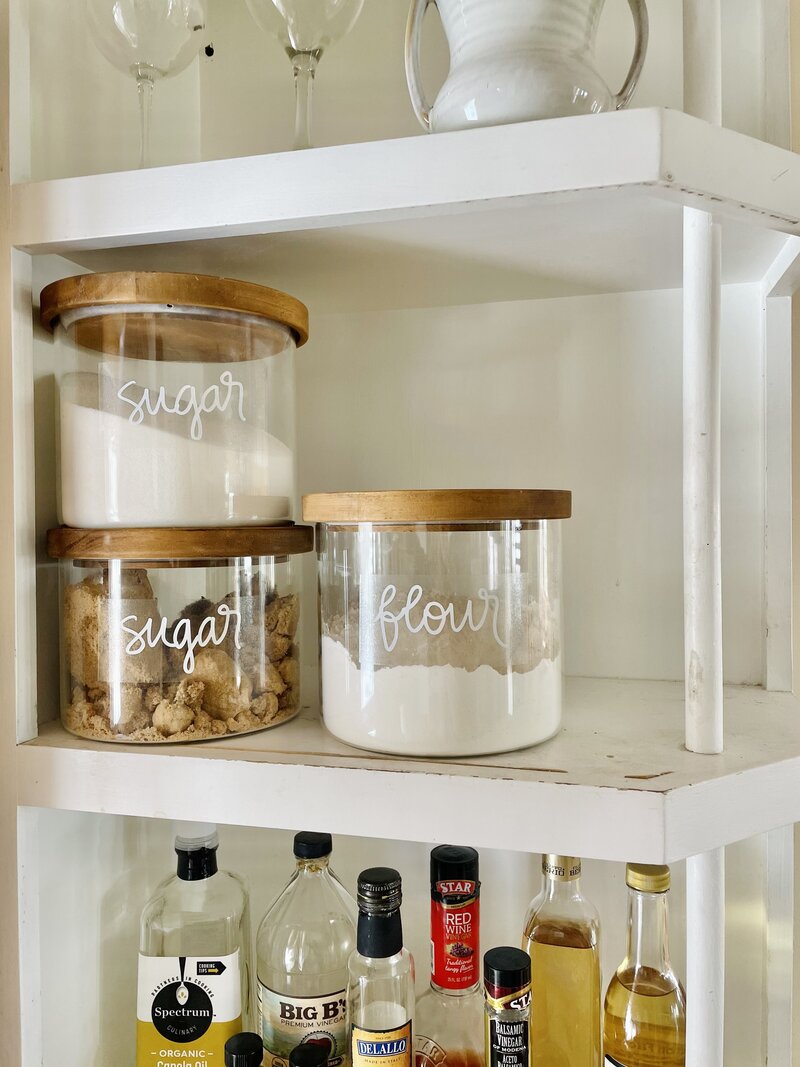 Joyful Spaces Custom Labels Kitchen Open Shelving