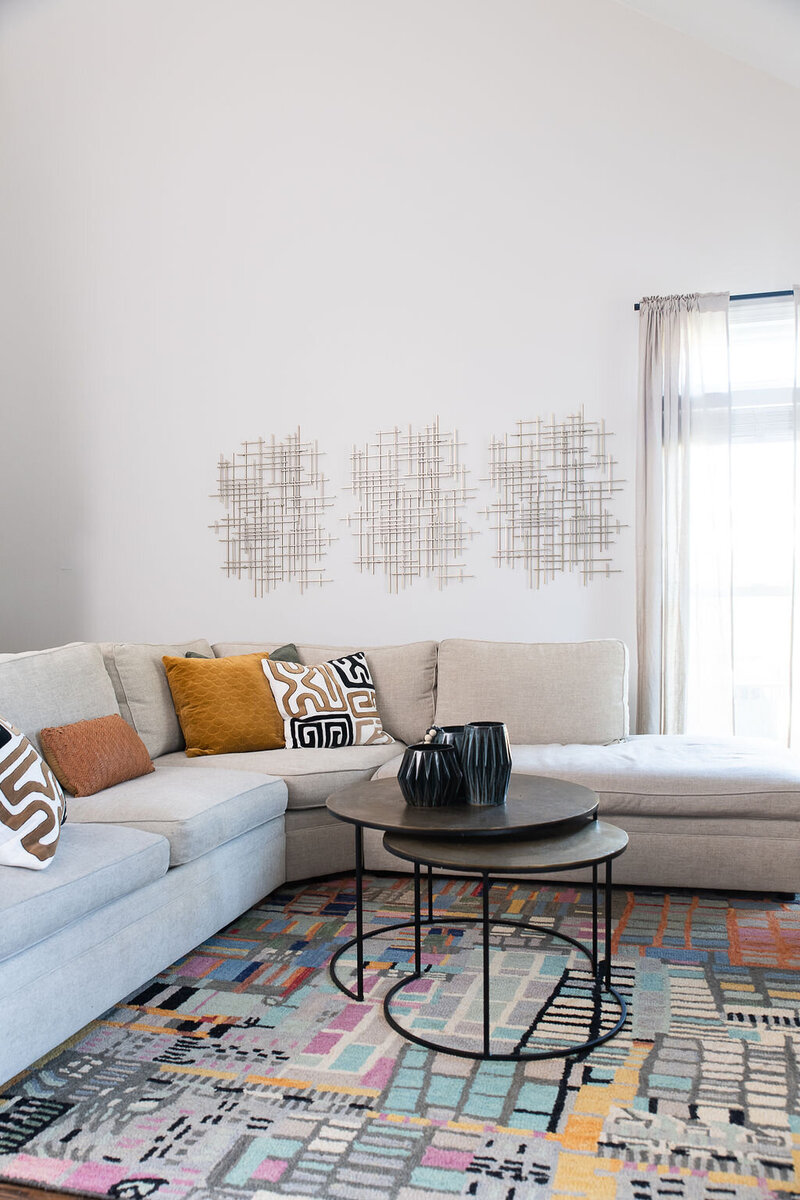 living room decorated with neutral colors